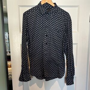 Albam Men's Dark Blue Geometric Button-Down Shirt